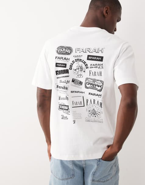 Farah Tilsworth graphic logo t-shirt with back print in white - view 1