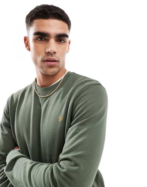 Farah tim crewneck sweatshirt in khaki green