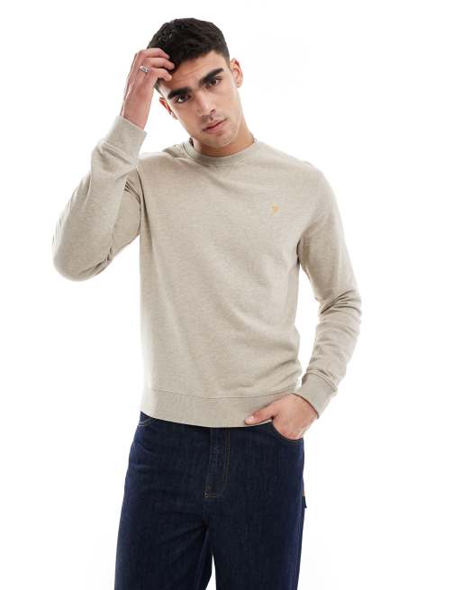 thumbnail image 2 of Farah Men’s Tim Crew Sweatshirt – 100% Organic Cotton, Slim Fit, Embroidered Logo 2 of 5