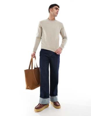 Farah Tim Crew Neck Sweatshirt In Neutral