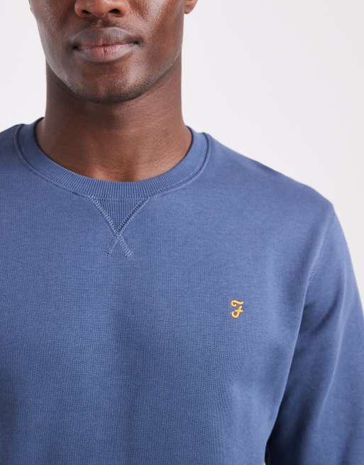 Farah tim crewneck sweatshirt in blue, 5 of 5