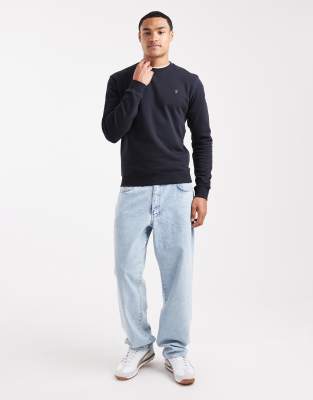 Farah Tim New Crew Neck Sweater In Blue