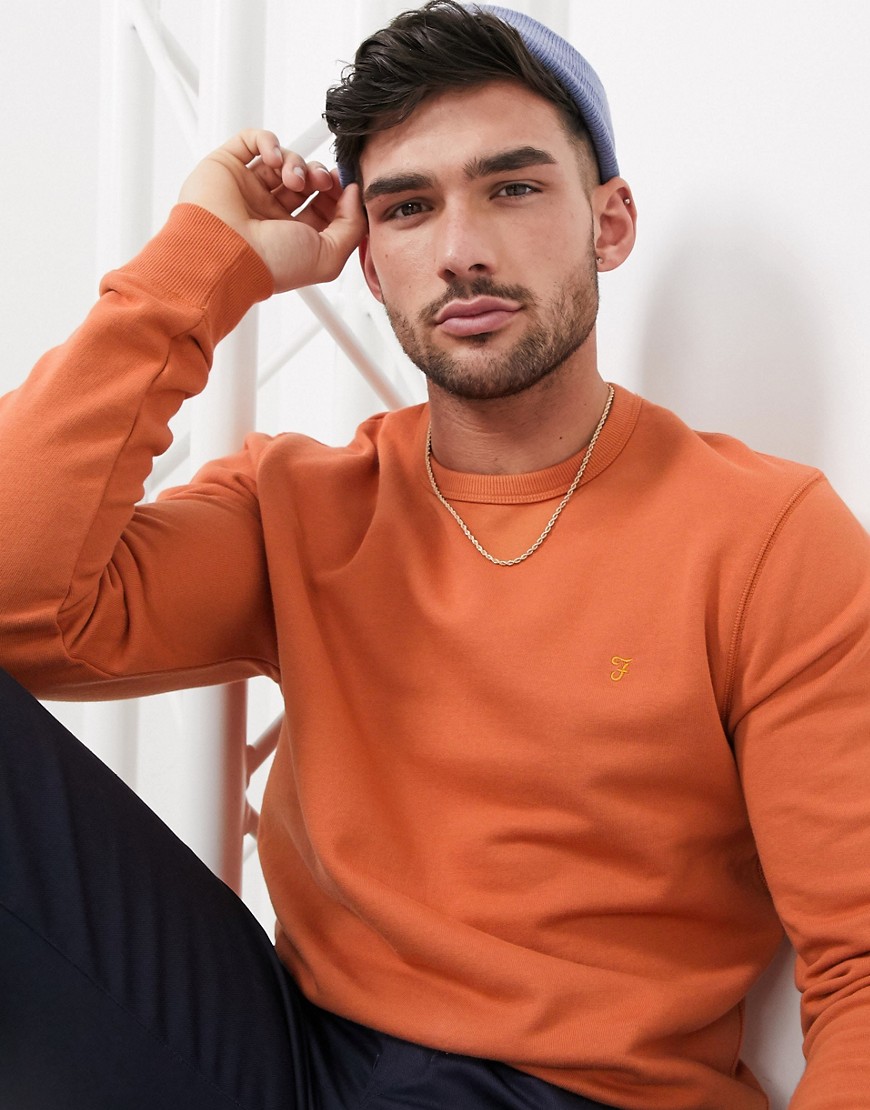 Farah – Tim – Orange sweatshirt med rund halsringning och logga