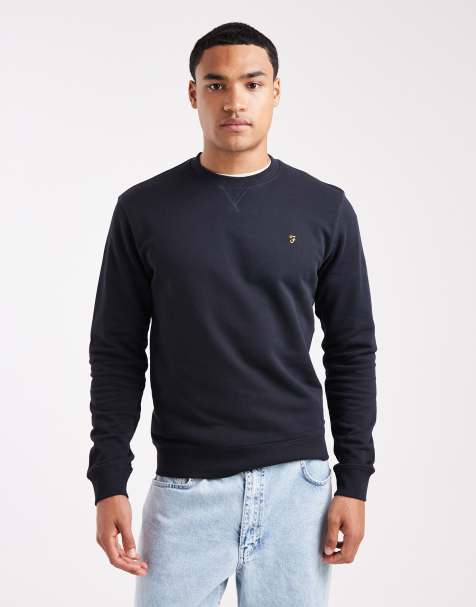 Farah - Tim - Sweat ras de cou en coton - Bleu marine - view 1