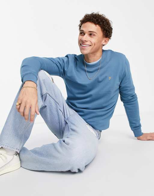 Farah - Tim - Sweatshirt met ronde hals in blauw 