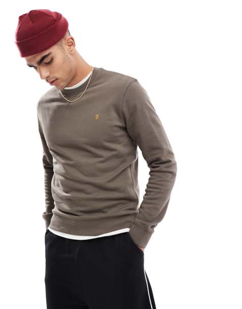 Farah - Tim - Sweatshirt met ronde hals in paddenstoelgrijs - view 1