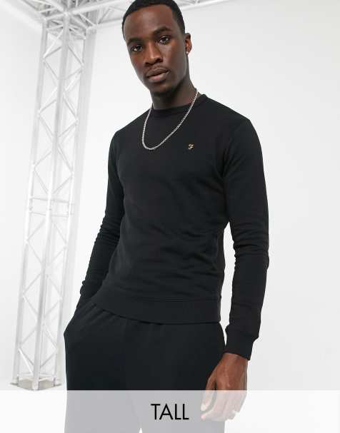 Farah – Tim – Tall – Svart sweatshirt med rund halsringning - BLACK - view 1