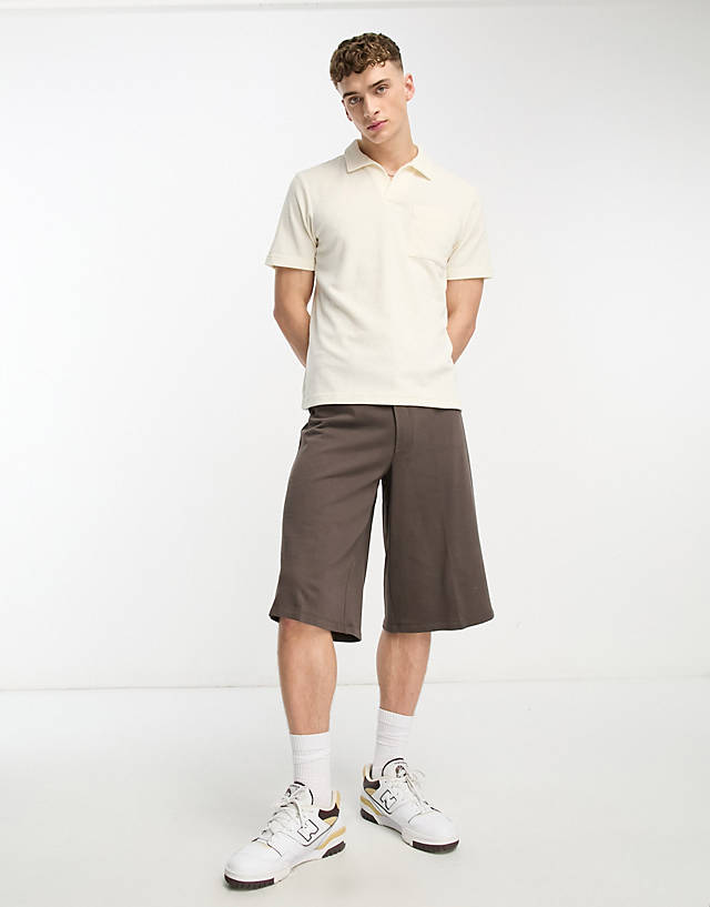 Farah - tomson terry towelling short sleeve polo in off white