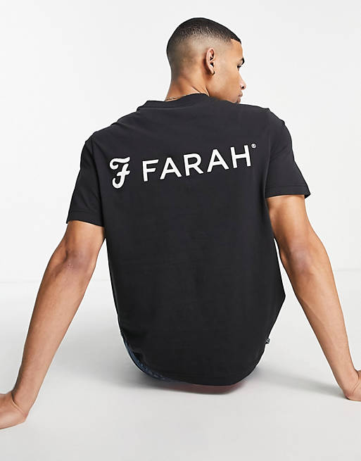 Farah Trafford back logo t-shirt in black