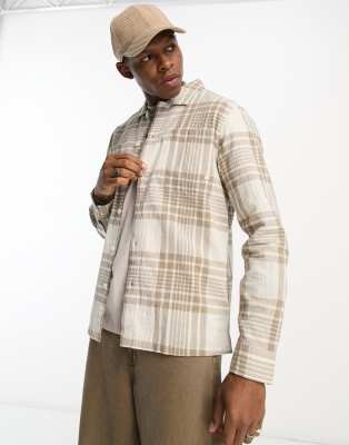 Farah Farah Trestles long sleeve check shirt in smoky brown