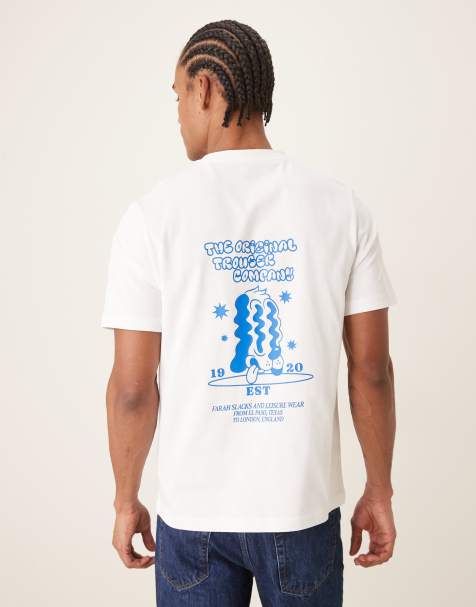 Farah – Tristan – Kurzärmliges T-Shirt in Weiß mit Grafikprint am Rücken - view 1