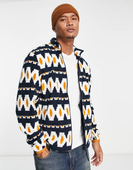 Farah - Vail - Fleece met rits en bedekt met print in marineblauw