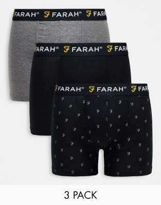 Farah Farah Valli 3 pack boxers in grey and black