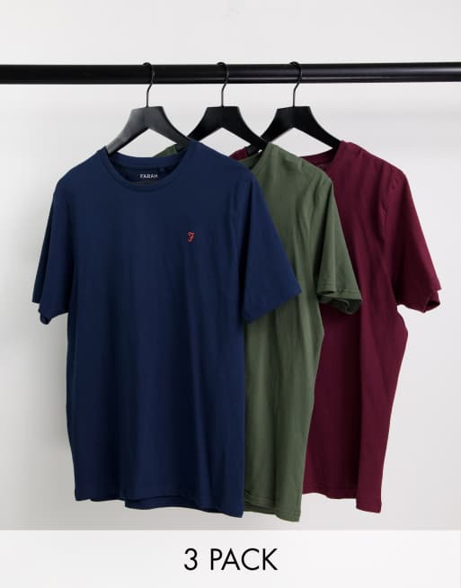 Farah - Waltham - Set van 3 lounge T-shirts in multi