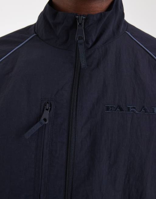 Farah Wavertree hybrid track jacket in navy, 5 of 5