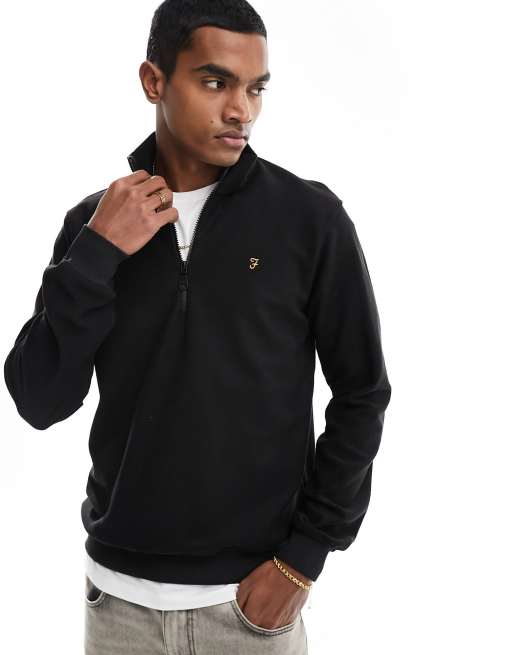 Farah weah half zip sweat in black ASOS