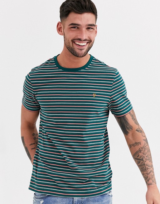 Farah Webster crew neck stripe t-shirt in green