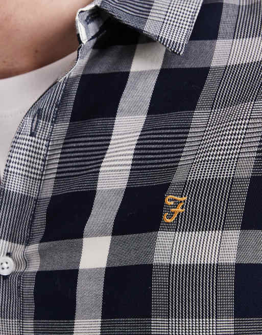 Farah weinand plaid long sleeve shirt in navy, 5 of 5