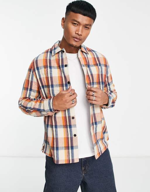 Farah - Whistler - Camicia a maniche lunghe in cotone color crema a quadri