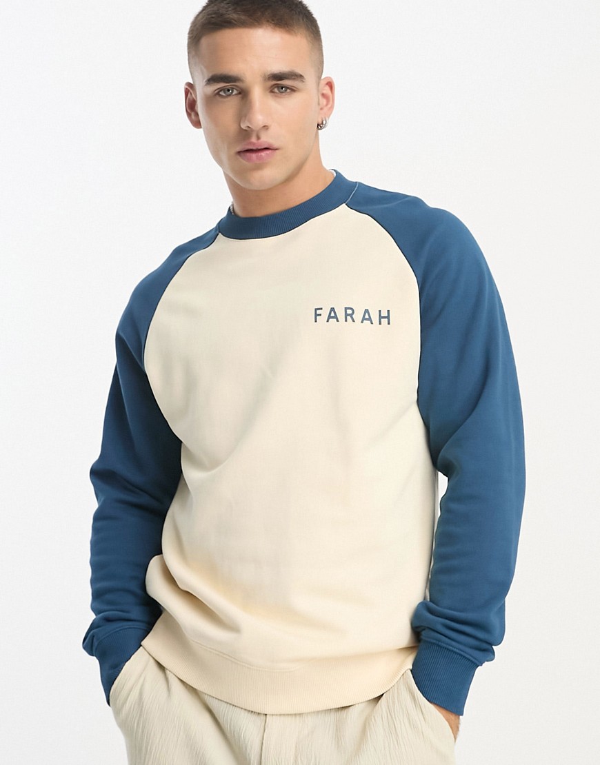 Farah Wicke raglan sweatshirt in white and blue