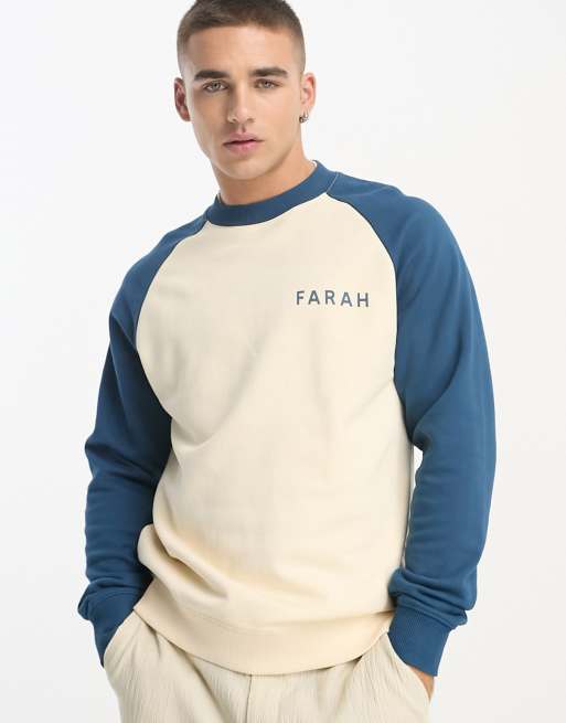Farah - Wicke - Raglan sweatshirt in wit en blauw