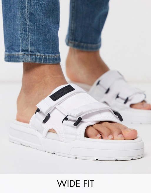 Farah wide fit two buckle chunky sandal in white