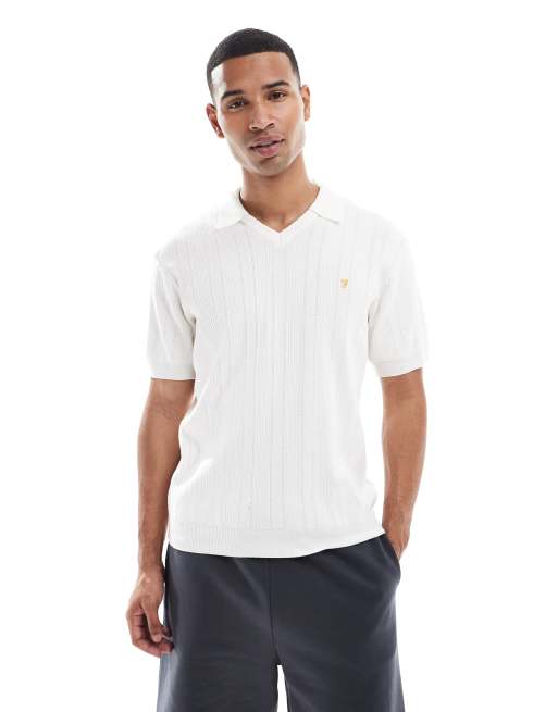 Farah - Woodford - Offwhite poloskjorte i strik