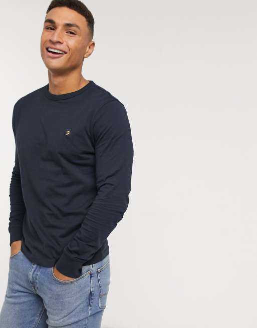 Farah Worth long sleeve logo t-shirt in navy | ASOS