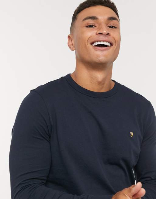 Farah Worth long sleeve logo t-shirt in navy | ASOS