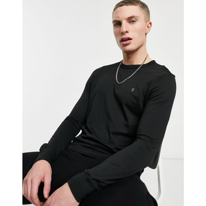 Uomo uAs5y Farah - Worthington - Maglietta nera a maniche lunghe in cotone organico