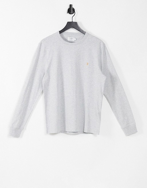 Farah Worthington cotton LS t-shirt in grey marl - GREY
