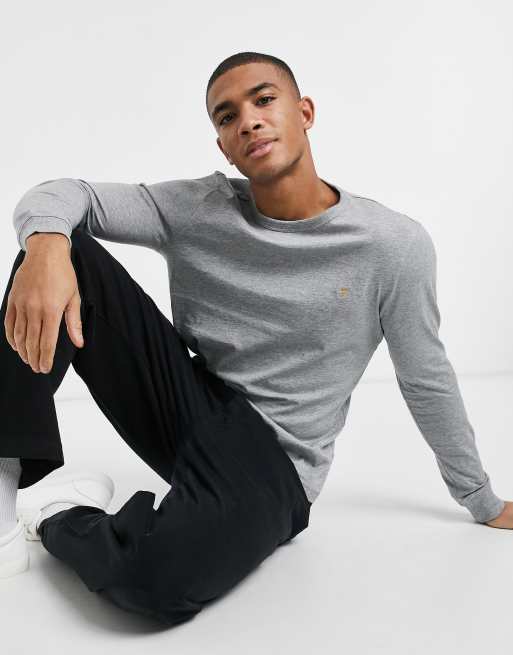 Farah - Worthington - T-shirt manches longues en coton - Bleu 