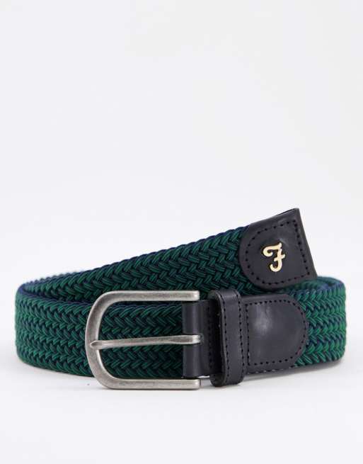 Farah woven belt in dark green ASOS