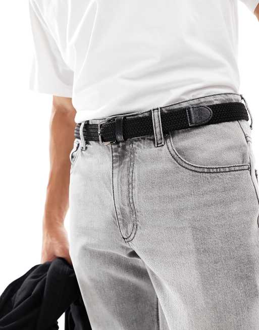 Farah woven elastic belt in black