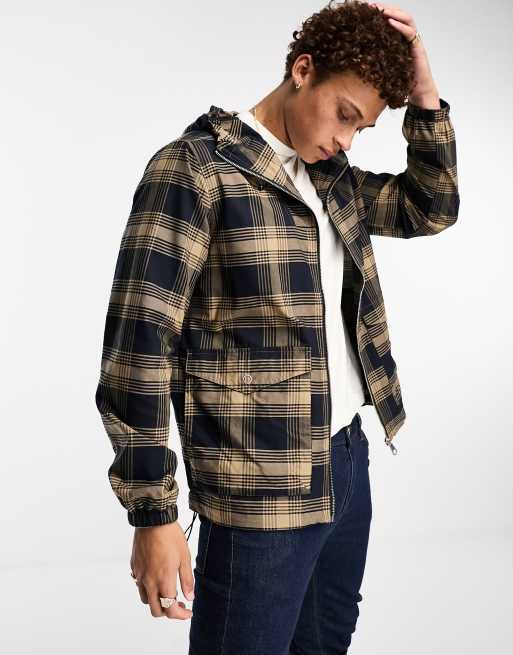 Farah – Wren – Karierter Parka in echtem Marineblau