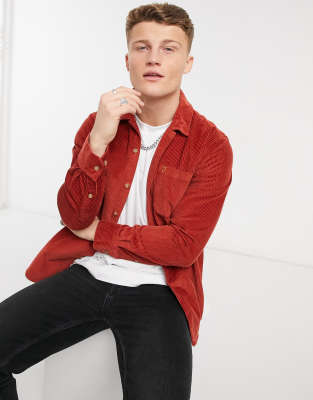 Farah Wyman Jumbo Cord Logo Shirt in Red