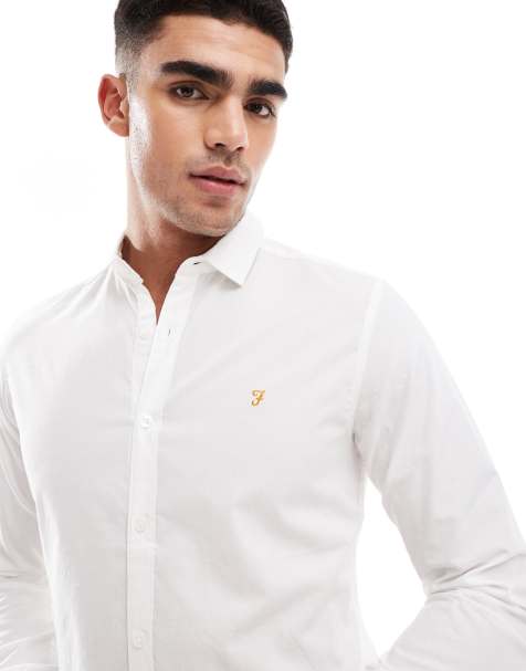 Farah Yorke long sleeve poplin shirt in white - view 1