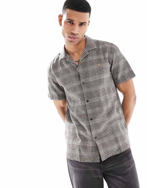 Farah yute check shirt in brown - view 1