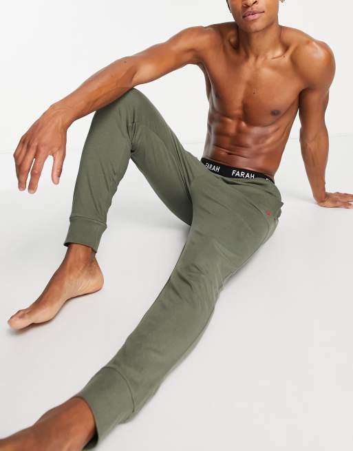 Farah – Zahar – Spodnie domowe ze ściągaczami w kolorze khaki, 4 z 4