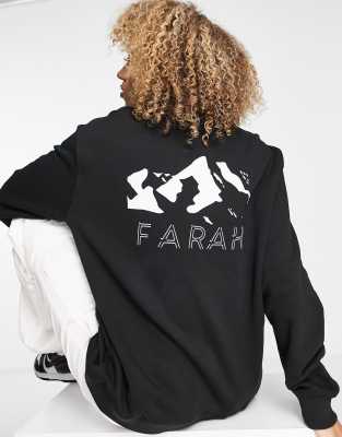 Farah Farah Zermatt logo graphic boyfriend fit sweatshirt in black