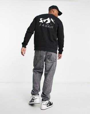 Farah Zermatt logo graphic cotton sweatshirt in black - ASOS Price Checker