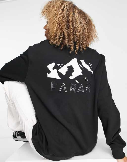 Farah - Zermatt - Sweat boyfriend à logo graphique - Noir