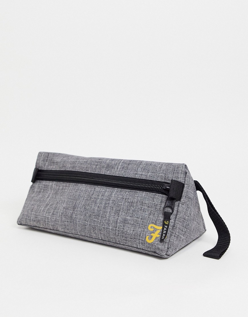 Farah zip up travel wash bag in gray-Grey