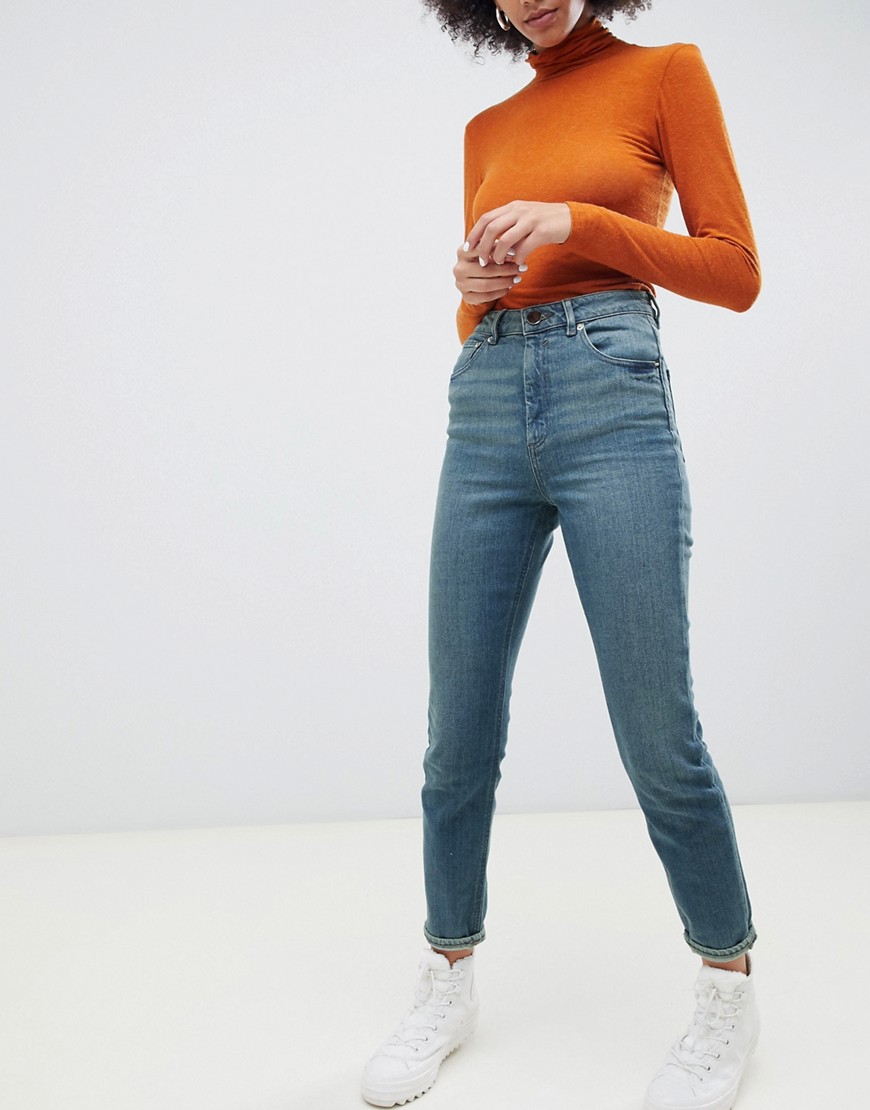 Farleigh smalle højtaljede 80'er-jeans i grønblå fremstillet af genanvendte materialer fra ASOS DESIGN