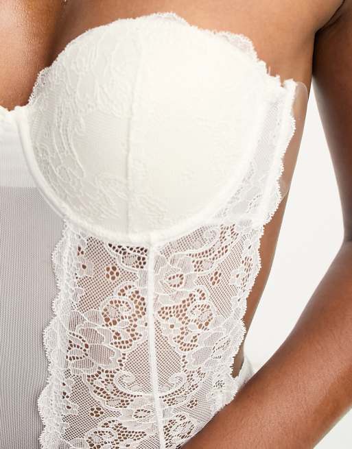 KJDWJKJRF Body da donna con schiena scoperta sulla schiena, per matrimonio,  da sposa, a maniche lunghe, in pizzo, per donne taglie forti, senza