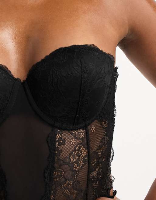 Fashion Forms lace backless strapless body in black