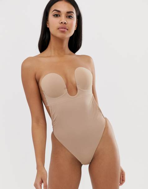 black stick on winged u plunge bra for girls