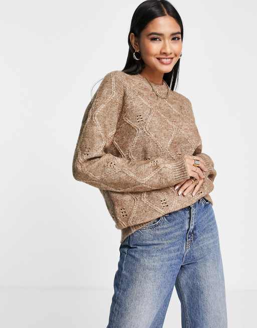 Fashion Union – Avslappnad, kabelstickad tröja