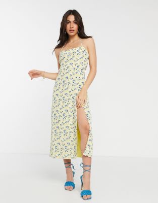 fashion union low back midi dress in spot