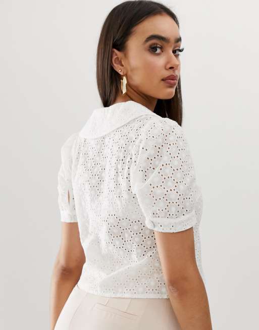 Megalopolis Ploeg verder Fashion Union - Blouse met korte mouwen in broderie | ASOS